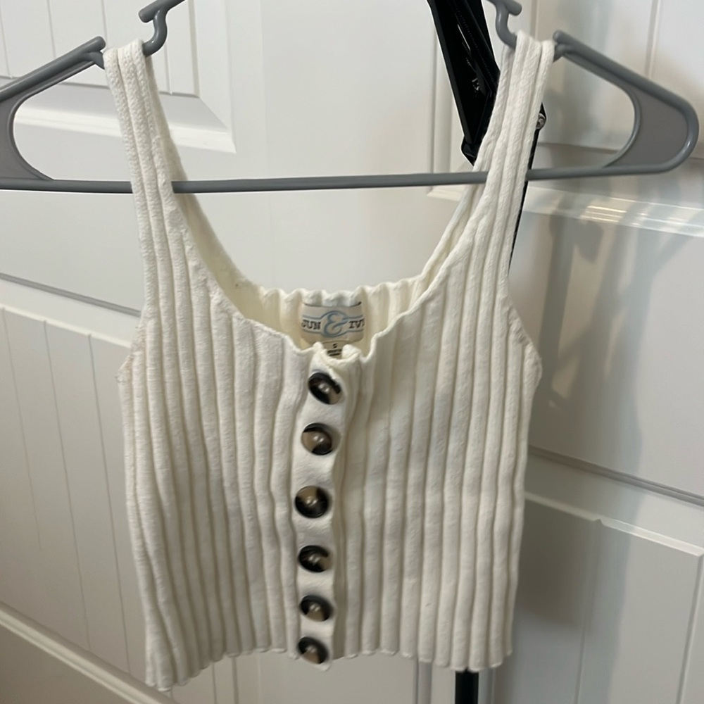 Cream crop top with buttons